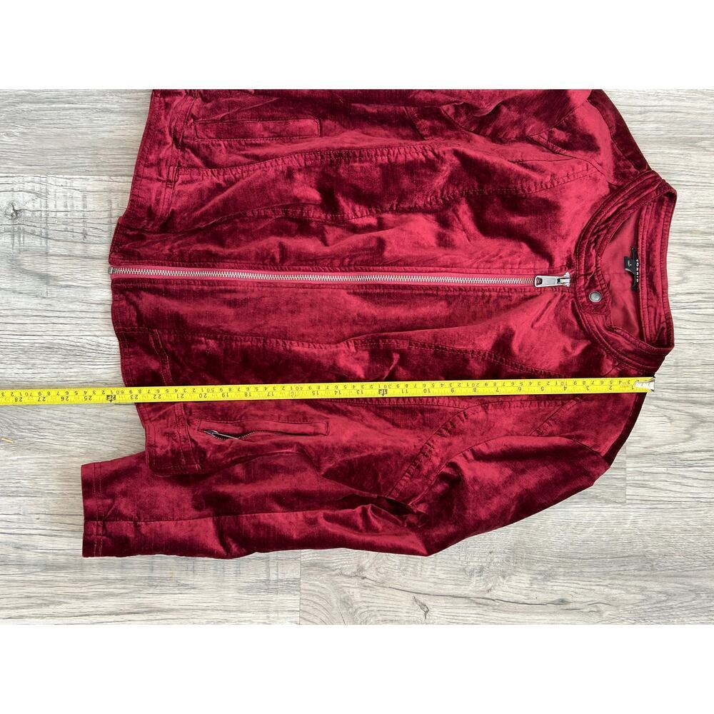 Torrid Burgundy Velvet Moto Jacket Sz 1X - Picture 11 of 14